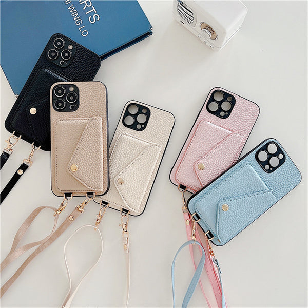 Litchi Pattern Card Phone Holder